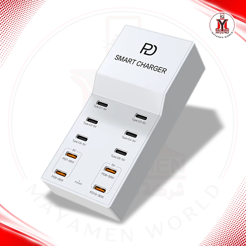 تيستر تقسيم شحن تايب سي 10 منافذ_T8+(72W) 10 PORT TYPE-C